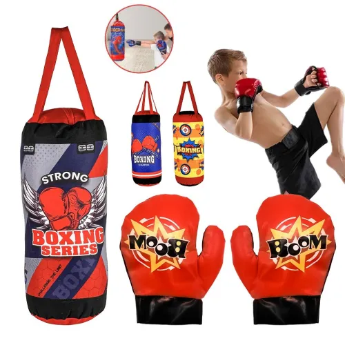Ensemble de Boxe pour Enfants Sac de Frappe Suspendu avec Gants Jeu de 3 Pièces طقم كيس ملاكمة 3 قطع
