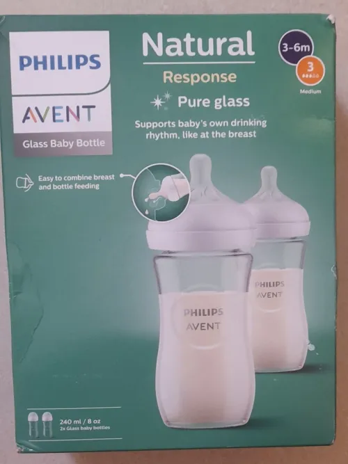 Pack 02 Biberons à Réponse Naturelle 240 Ml en Verre AVENT Philips