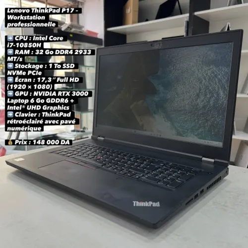 Lenovo ThinkPad P17 Workstation 17.3 pouce FHD i7 10850H 32Go DDR4 2933MT/s 1To SSD NVMe RTX 3000 Laptop GPU 6Go