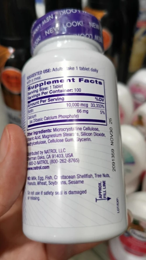Biotin 10000 ug Natrol 100 capsules 