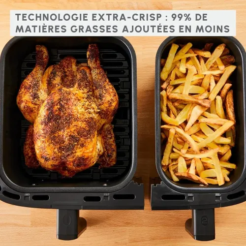 Moulinex Friteuse sans huile, Capacité 8,3   Air Fryer, Application dédiée, Easy Fry Dual 