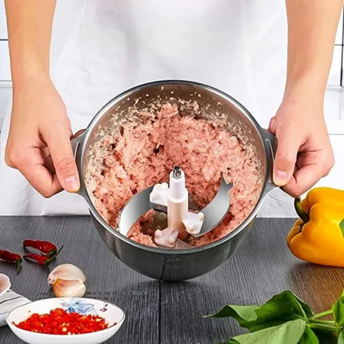 Hachoir à Viande Multifonction en Acier Inoxydable 300W/2L