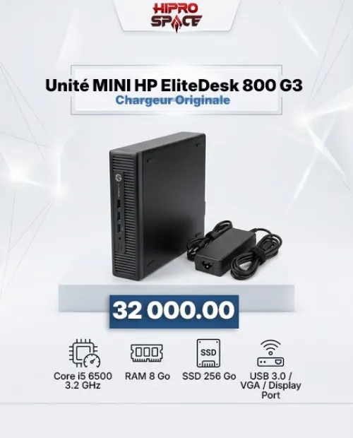 Mini PC HP EliteDesk 800 G3 Desktop Mini - Core i5 6th Gen / 8Go / 256Go SSD