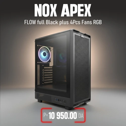 Boitier Gamer NOX APEX FLOW full Back plus 4Pcs Fans RGB