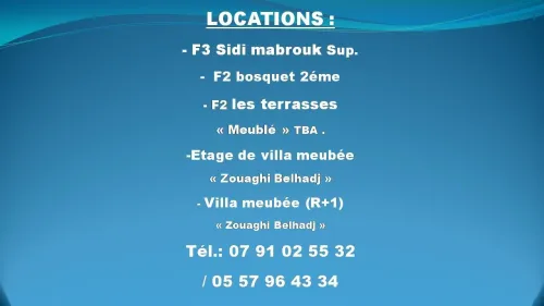 Location Appartement F3 Constantine Constantine