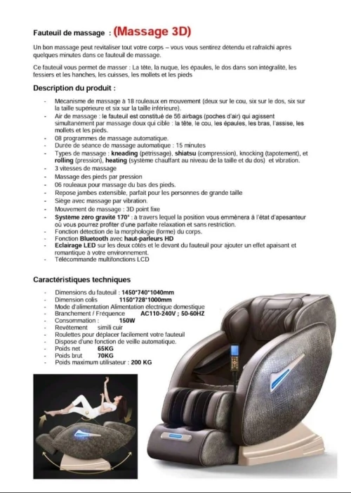 Fauteuil relax électrique lux chauffant 