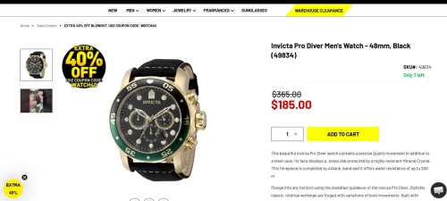 Montre homme Invicta Pro Diver  48mm, Black modèle 49834