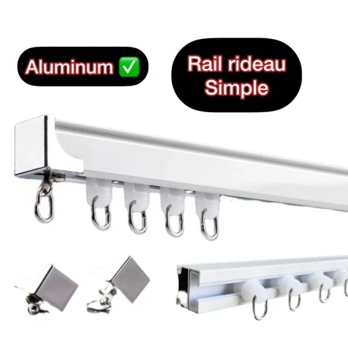 Tringle a rai chemin de fer simple et double aluminium et Pvc