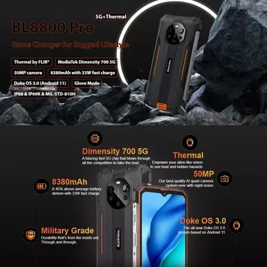 BLACKVIEW BL8800 PRO 8GB/128GB 8380mAh Caméra By FLIR