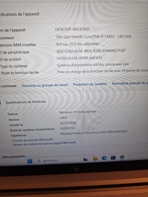 Slm pc hp elite book 650 G10 15.6 pouce i5 13 generation16G 256  eta 10/10  /
