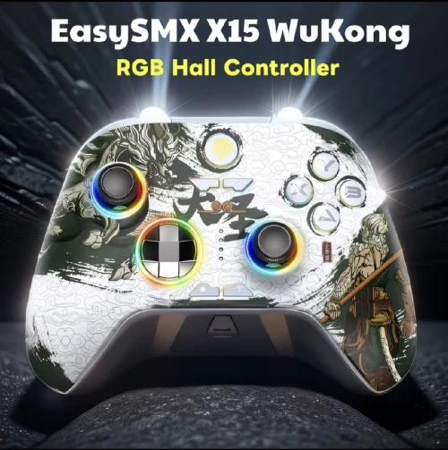 Manette sans fil EasySMX X15 Wukong  tri mode Hall Effect RGB super précision pour PC et ns