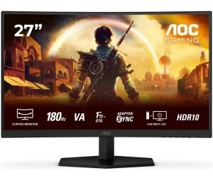 ÉCRAN AOC C27G42E - 27" POUCES - FHD CURVED - 180HZ - 0.5MS - DALL IPS - HDR- ADAPTIVE SYNC - NOIR
