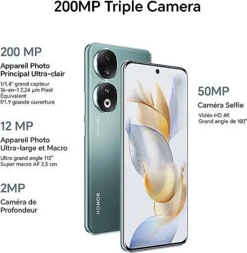 HONOR HONOR 90 5G - Snapdragon 7 - 12 GB - 512 GB - Dual Sim - 200 MP - 5000 mAh - Blister - Pochette D'origine -