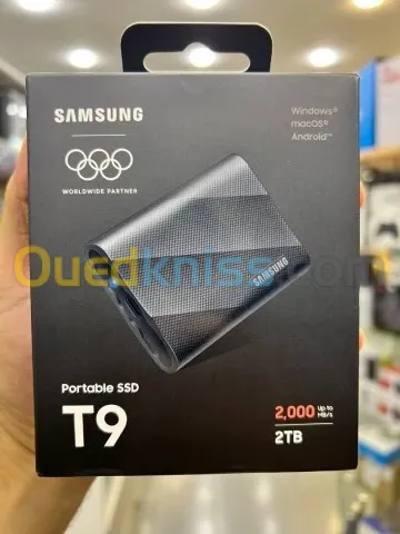 SAMSUNG SSD PORTABLE T9 2TO - DISQUE DURE EXTERNE - TYPE C- SUPER FAST - 2000 MO/S - ETANCHE - BLACK