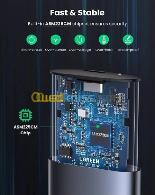 UGREEN Boîtier SSD Vers USB, Enclosure For M.2 PCI-E NVME SSD Type C 3.1,