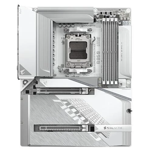 GIGABYTE B850 AORUS STEALTH ICE - CARTE MÈRE ATX - SOCKET AM5 - 4 x DDR5 - 1 x PCIe 5.0 X16 - 4 x M.2 NVMe - WIFI 7 - BT 5.4 - LAN 5GBE - USB 3.2 - WHITE