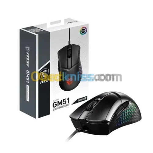 MSI CLUTCH GM51 LIGHTWEIGHT - SOURIS GAMING - 8 BOUTONS - CAPTEUR 26 000 DPI - RGB - NOIR