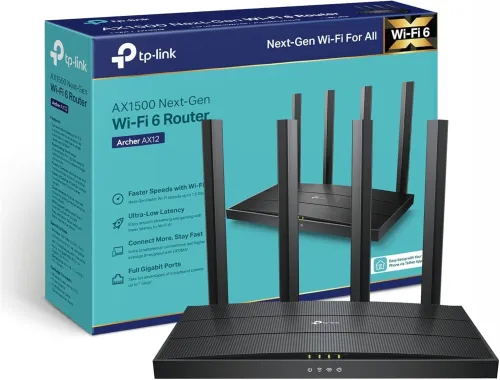 TP -LINK ARCHER AX12 -ROUTEUR WIFI 6 AX 1500 - 2.4 GHZ ET 5 GHZ -MU -MIMO - OFDMA - IPV 6 - BLACK 