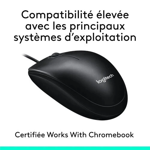 LOGITECH MOUSE M100 - SOURIS FILAIRE - AMBIDEXTRE - CAPTEUR OPTIQUE 1000 DPI - 3 BOUTONS - BLACK