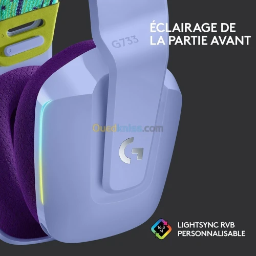 LOGITECH G733 LIGHTSPEED - CASQUE GAMING SANS FIL - DTS HEADPHONE X 2.0 - RGB - MICRO DÉTACHABLE - BLEU