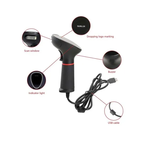 HENEX XL-3610 - DOUCHETTE CODE À BARRE 1D & 2D - USB - SCANNING SPEED - 60FPS - PLUG & PLAY - BLACK