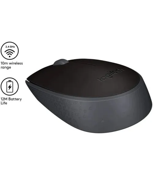 LOGITECH M171 WIRELESS MOUSE - SOURIS SANS FIL - AMBIDEXTRE - USB 2.4 GHZ - CAPTEUR OPTIQUE - 3 BOUTONS - BLACK