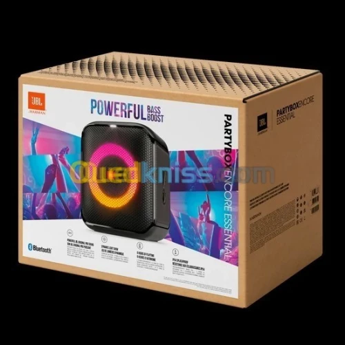 BAFFLE JBL PARTYBOX ENCORE ESSENTIAL - PORTABLE BLUETOOTH - AVEC MICROPHONE - IMPERMÉABLE - RGB