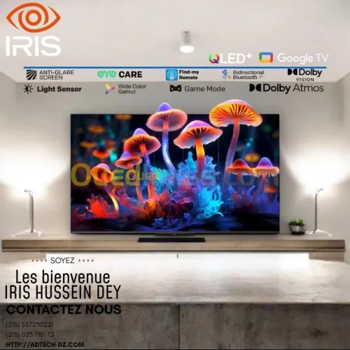 TV IRIS 55" Q7030 UHD 4K - QLED+ Smart GOOGLE TV ANDROID - 55 POUCES - WIFI - 60 Hz -Ethernet -HDMI 