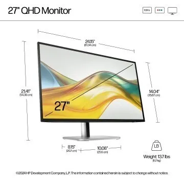 ECRAN HP 527PQ SERIE 5 PRO - 27" 2K QHD - 100HZ - 5MS - IPS HDMI+DP - TYPE-C - RJ45 - SPEAKERS - BLACK