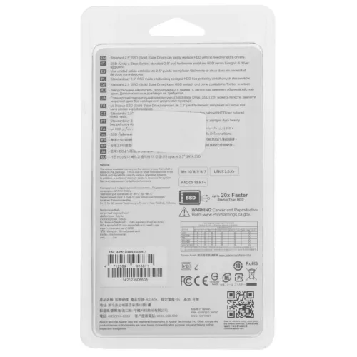 APACER AS350X 2.5" SATA III 6GB/S - DISQUE DUR SSD 512GO - 2.5 POUCES - ULTRA SILENCIEUX - PC / LAPTOP - BLACK