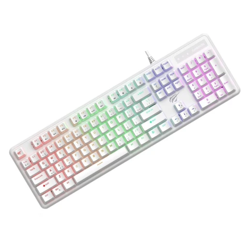 HAVIT KB870L WHITE - CLAVIER MÉCANIQUE GAMING - RGB BACKLIT - SWITCHES MÉCANIQUES - ANTI-GHOSTING - COMPACT - WHITE