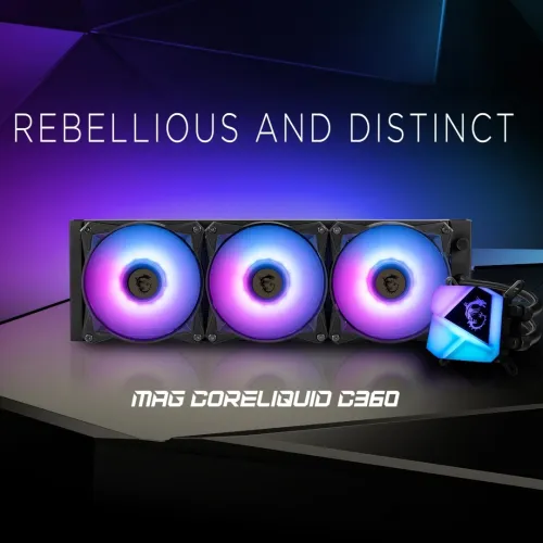 MSI MAG CORELIQUID C360 - WATER COOLING 360MM - 3 X FANS ARGB - PERFORMANCE - INTEL & AMD - BLACK