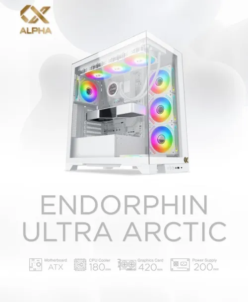 XIGMATEK ENDORPHIN ULTRA ARCTIC - BOITER MOYEN TOUR - 5 FAN 120mm ARGB - USB - TYPE C - WHITE