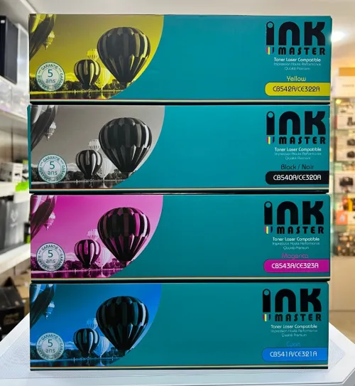 INKMASTER PACK DE TONER COMPATIBLE POUR HP LASER JET - CB540A CB541A CB542A CB543A - NOIR & COULEUR
