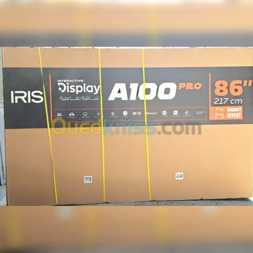 IRIS ÉCRAN INTERACTIF - A100 PRO 86" TACTILE - 4K UHD - ANDROID - WIFI 6 - BLUETOOTH - SUPPORT