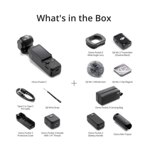 DJI OSMO POCKET 3 CREATOR COMBO - 4K 60 FPS - 2" OLED - MICRO SD - 4X ZOOM - CMOS - BLACK