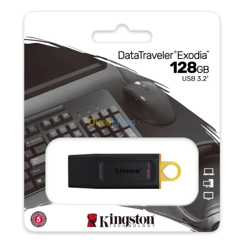 KINGSTON DATATRAVELER EXODIA - FALSH DISQUE 128GB - USB TYPE-A 3.2 - TRANSFERT RAPIDE - BLACK