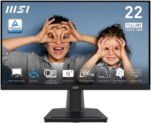 ECRAN MSI PRO MP225V - MONITEUR PRO 22" FHD - 100HZ - VA - 1 MS - HDMI/VGA - ANTI-FLICKER - BLACK