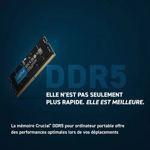 RAM CRUCIAL 16GB DDR5 - 4800 MHZ - SODIMM - LAPTOP - ULTRA PERFORMANCE - 1.1V - BLACK