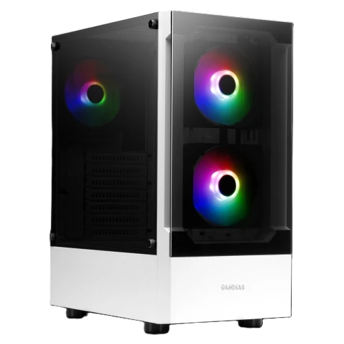  GAMDIAS TALOS E3 - BOÎTIER GAMING MOYEN TOUR - VERRE TREMPÉ - 3 x FANS ARGB - 320 mm MAX - WHITE
