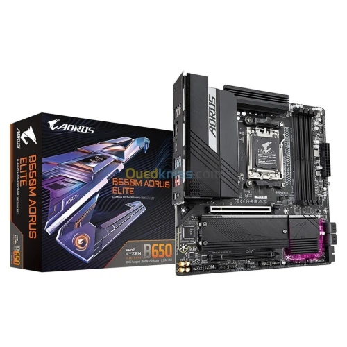 GIGABYTE B650M AORUS ELITE - CARTE MÈRE MICRO ATX - SOCKET AM5 - 4 x DDR5 - 1 x PCIe 4.0 X16 - 3 x M.2 (1 x PCIe 5.0 + 2 x PCIe 4.0) NVMe - LAN 2.5GBE - USB 3.2 - BLACK