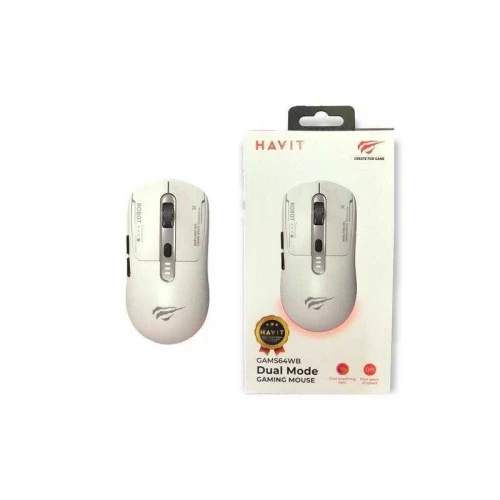 HAVIT GAMS64WB - CLAVIER GAMING SANS FIL - 2.4GHZ + BLUETOOTH - RGB - COMPACT - ERGONOMIQUE - WHITE