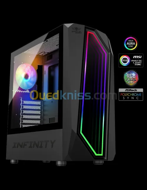 Boitier Spirit Of Gamer 8201WT Infinity Artic Moyen Tour - Rétroéclairage ARGB Noir - Blanc