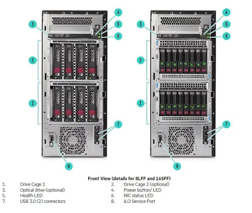 HPE PROLIANT ML110 GEN10 - SERVEUR TOUR - XEON SILVER 4208 - 8 SFF - SSD 6G 2.5" RAID - DVD - 550W