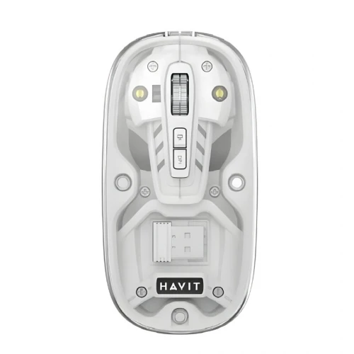 HAVIT MS62WB PRO - SOURIS GAMING SANS FIL - BLUETOOTH + 2.4GHZ - RECHARGEABLE - DPI AJUSTABLE - DESIGN ERGONOMIQUE - WHITE