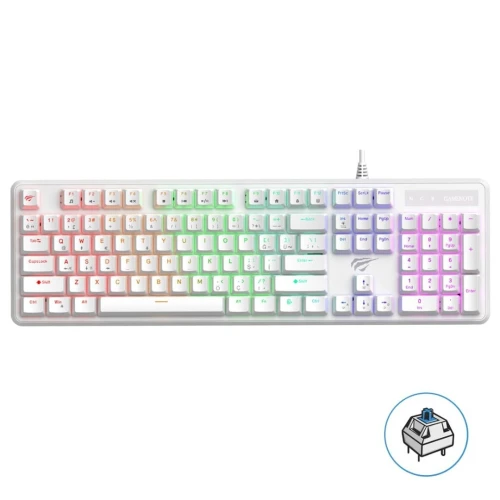 HAVIT KB870L WHITE - CLAVIER MÉCANIQUE GAMING - RGB BACKLIT - SWITCHES MÉCANIQUES - ANTI-GHOSTING - COMPACT - WHITE