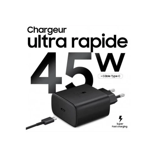 SAMSUNG Chargeur 45W Adaptateur Secteur - USB Type C To C Câble 5A - 1.8m
