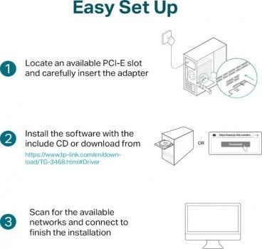 TP-LINK TG-3468 Carte Réseau PCI Express Gigabit LAN (10/100/1000 Mbps)