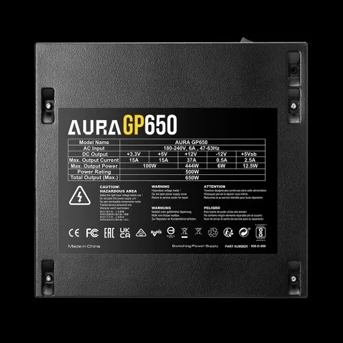 GAMDIAS AURA GP650 - ALIMENTATION 650W - ULTRA SILENCIEUSE - ATX STANDARD - HIGH EFFICIENCY - BLACK