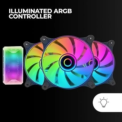 Mars Gaming MF-3DKIT Kit 3 Ventilateurs ARGB 12cm- Miroir Infinity 3D-Système Anti-Vibration